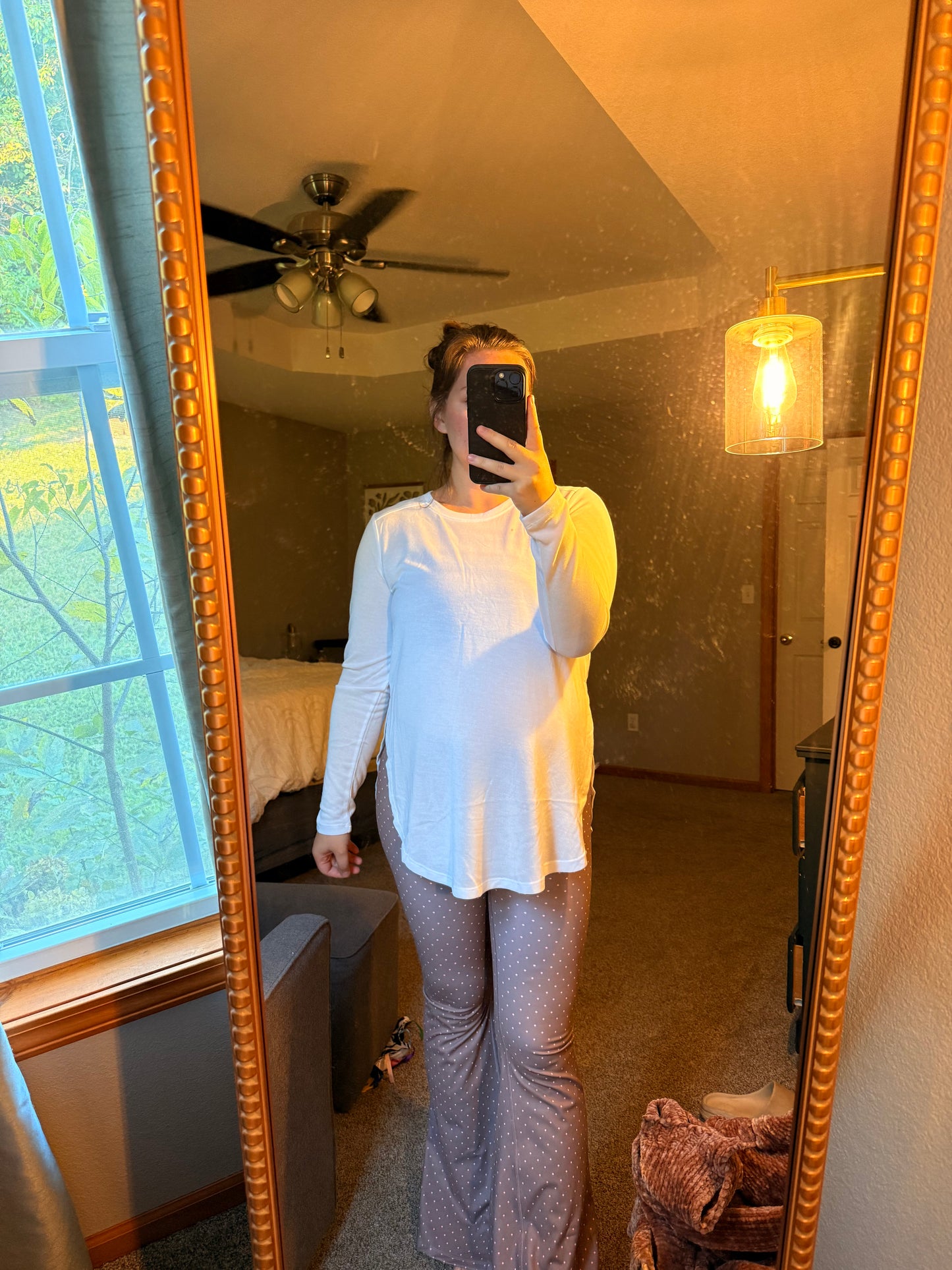Long sleeve flow top with split sides- 2 colors