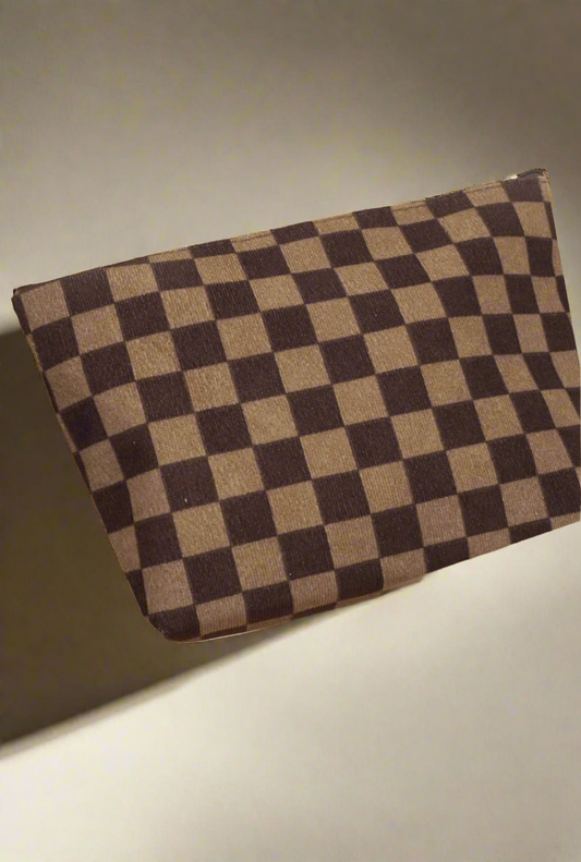 Checkered cosmetic bag