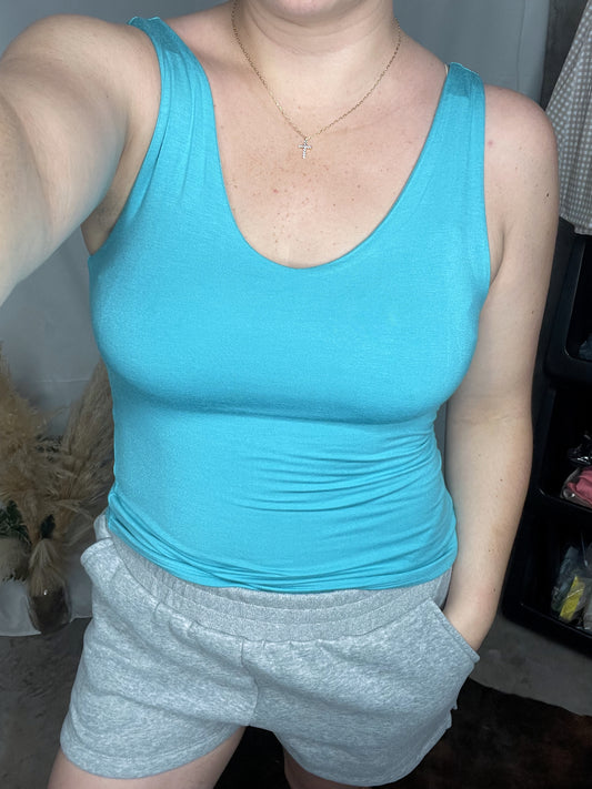 BUTTER DOUBLE LAYER TANK BLUE