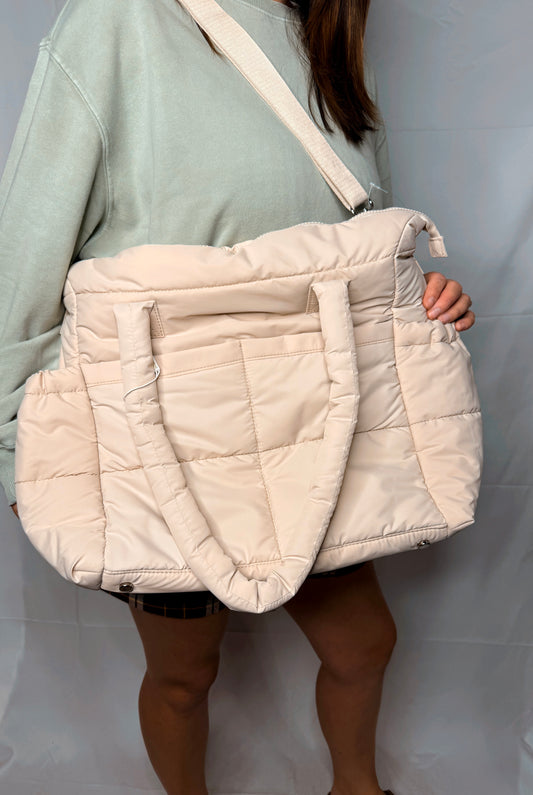 Cream puffer tote