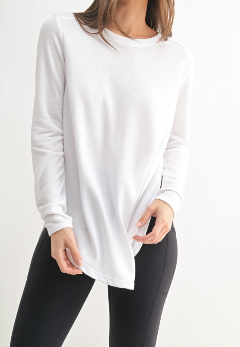 Long sleeve flow top with split sides- 2 colors