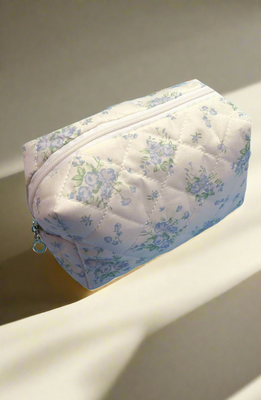 Floral Toile Pattern Makeup Cosmetic Pouch Bag