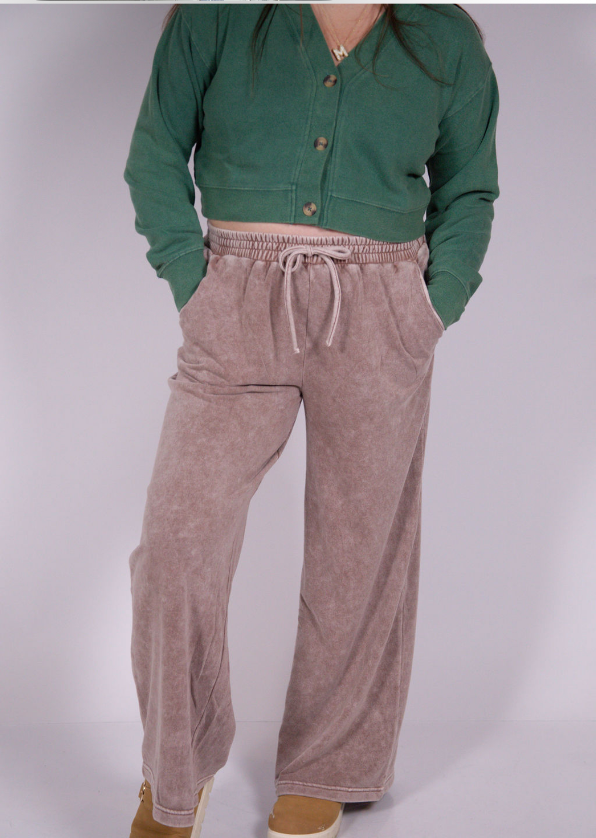 Cropped forest cardigan